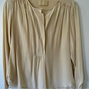 100% Silk Zadig & Voltaire cream lace detail blouse, Size M